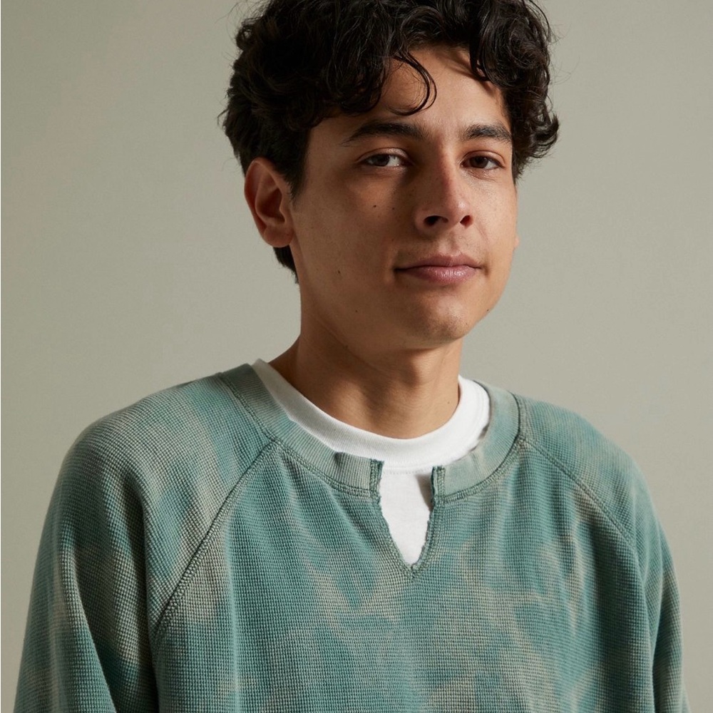 BDG Men's Green Marble Crewneck Thermal